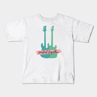 Perfect Together Bass and S-Style Guitar Silhouette Kids T-Shirt